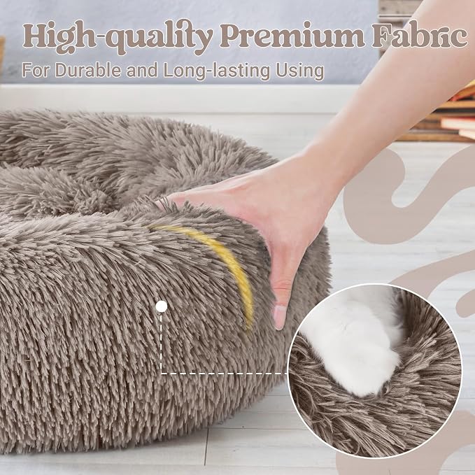 rabbitgoo Cat Beds for Indoor, 20 inches Machine Washable, Fluffy Round Pet Bed - Image 6