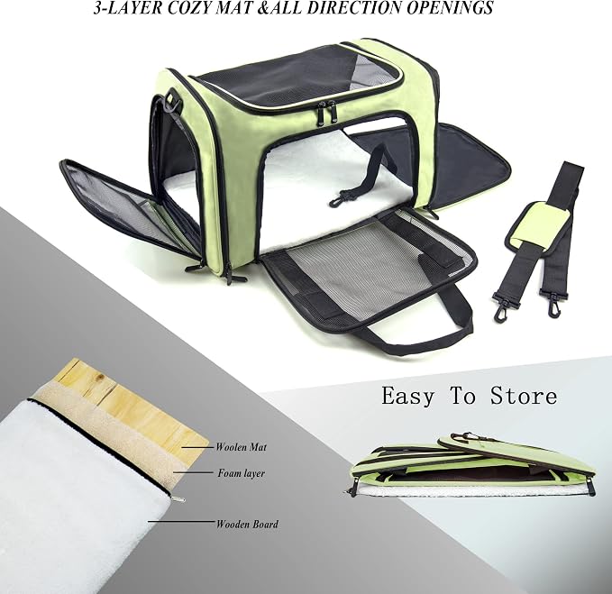 Soft Sided Carrier for Small Medium Cats Dogs, TSA Airline Approved Collapsible - Image 2