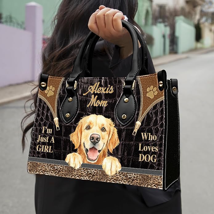 Personalized Pet Mom Leather Handbag – Custom Name Dog Cat Photo Purse - Image 2