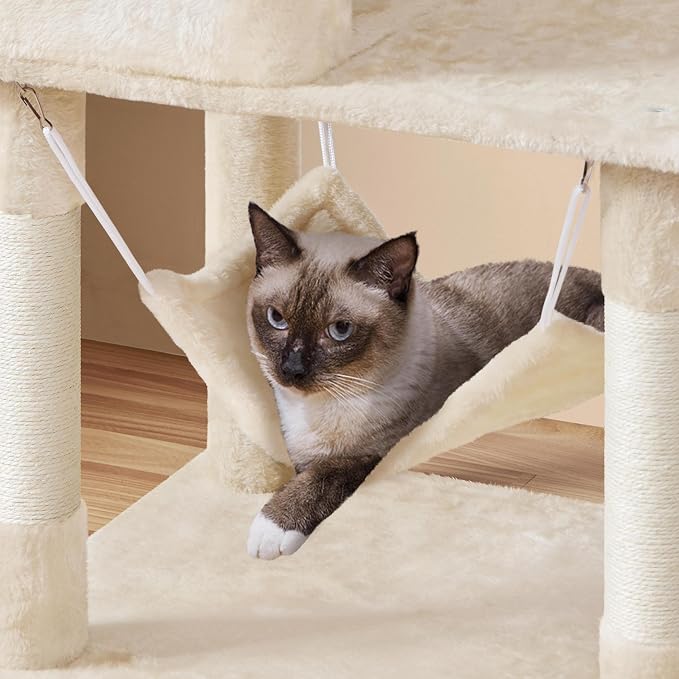 Yaheetech 64.5in Cat Tree Cat Tower Scratching Post, Plush Cover Cat Condo Bed - Image 6