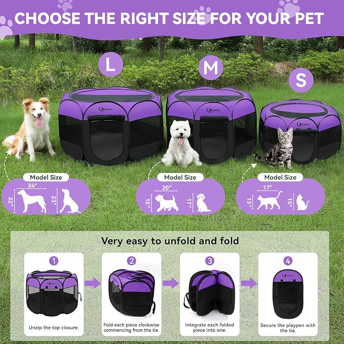 Dog Playpen, Puppy Pet Playpen, Dog Crate Tent Cage Indoor/Outdoor, Portable - Image 2