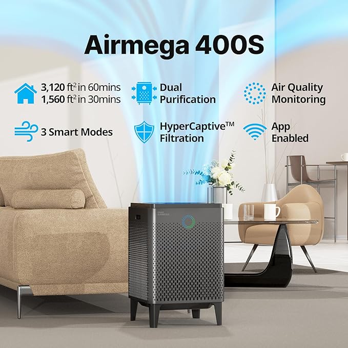 COWAY Air Purifier for Large Room Whole Home Up to 3, HEPA Filter for Smoke - Image 2