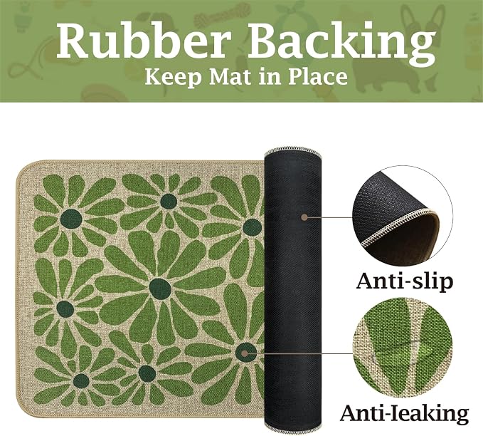 SHIYUE Dog Food Mats for Floors, Absorbent Cat Bowl for Food and Water - Image 2