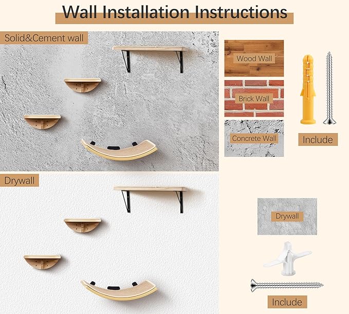 Wall Mounted Cat Steps 2 Pack – Square Wood Cats Shelves - Image 8