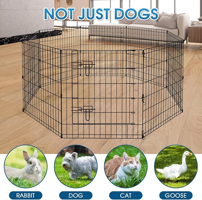 Dog Pen Pet Playpen Dog Fence Indoor Foldable Metal Wire Exercise Puppy Play - Image 6