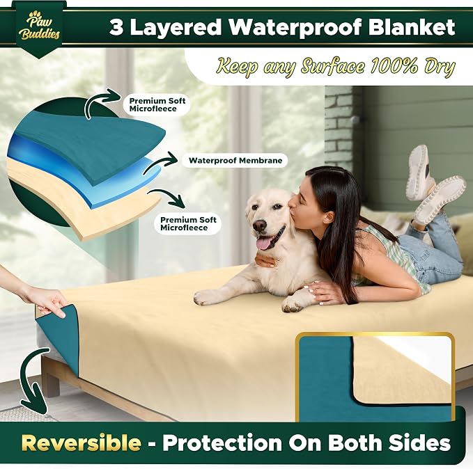 Paw Buddies Waterproof Blanket – 80"x90" Washable Sofa Throw - Image 3