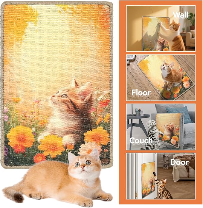 Cat Scratching Mat, 23.6 x 15.7'' Large Sisal Cat Scratch Pad - Image 4
