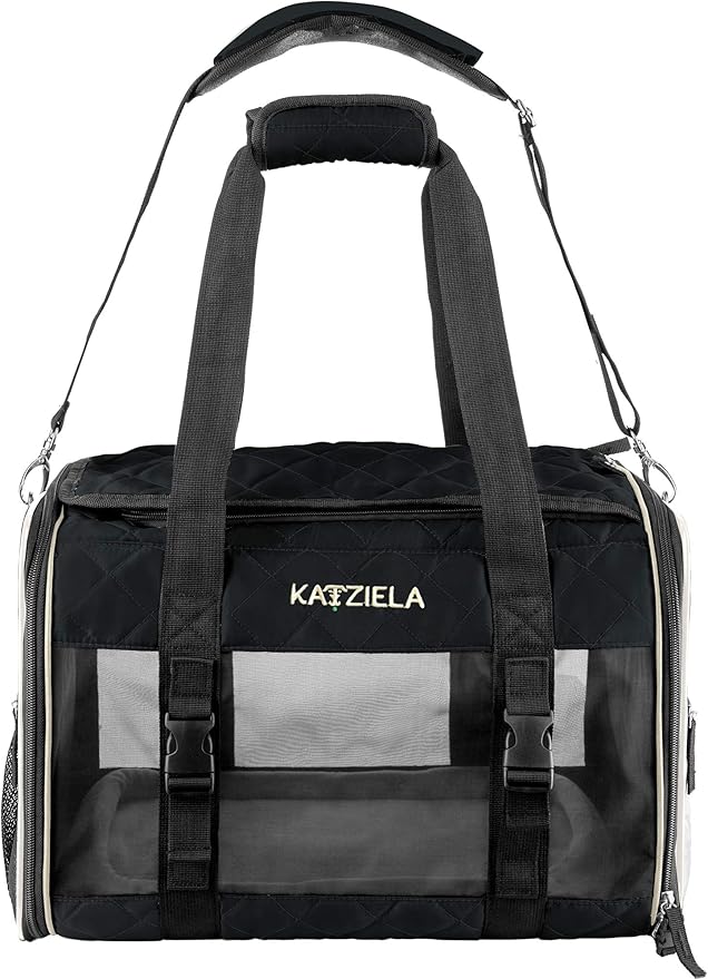 Katziela Deluxe Quilted Airline Approved Pet Dog & Cat Carrier by Katziela
