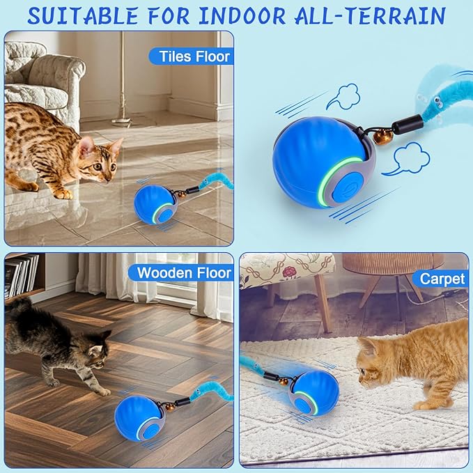 BABORUI 2Pack Blue Interactive Cat Toy Ball - Image 6