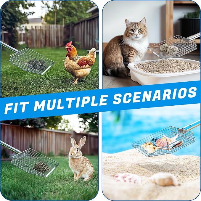 Chicken Poop Scooper, 304 Stainless Steel Shovel Head, 4-in-1 Chicken Litter - Image 7
