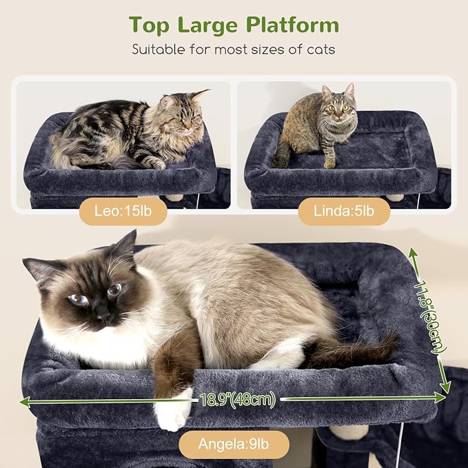 Globlazer Corner Cat Tree 66 inch Multi-Level Climbing Tower Kitty Condos Cat - Image 2