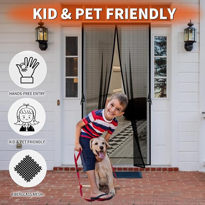 Reversible Left Right Side Opening Fiberglass Magnetic Screen Door, Fit Door - Image 4