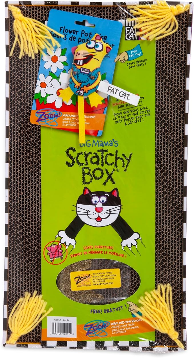 FAT CAT Big Mama's Scratch Cat Toy Box Includes 100% Organic Catnip Grown In by Petmate