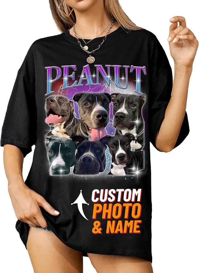 IZI POD Custom Dog Shirt for Women, Personalized Pet Face Photo Shirt, Bootleg by IZI+POD