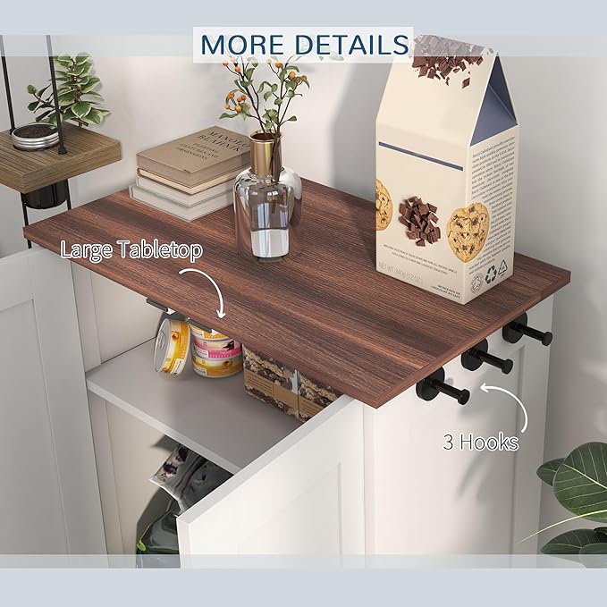 PawHut Pet Feeding Station, Elevated Dog Bowls, Dog Food Storage Cabinet - Image 7