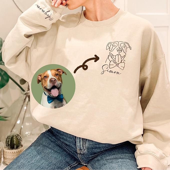 DILYPOD Personalized Embroidered Dog Mom Sweatshirt, Custom Line Art Portrait - Image 5