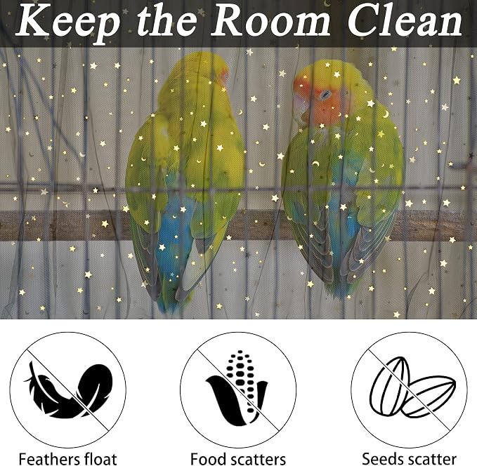 JULMELON 2Pcs Adjustable Bird Cage Seed Catcher Birdcage Nylon Mesh Cover - Image 5