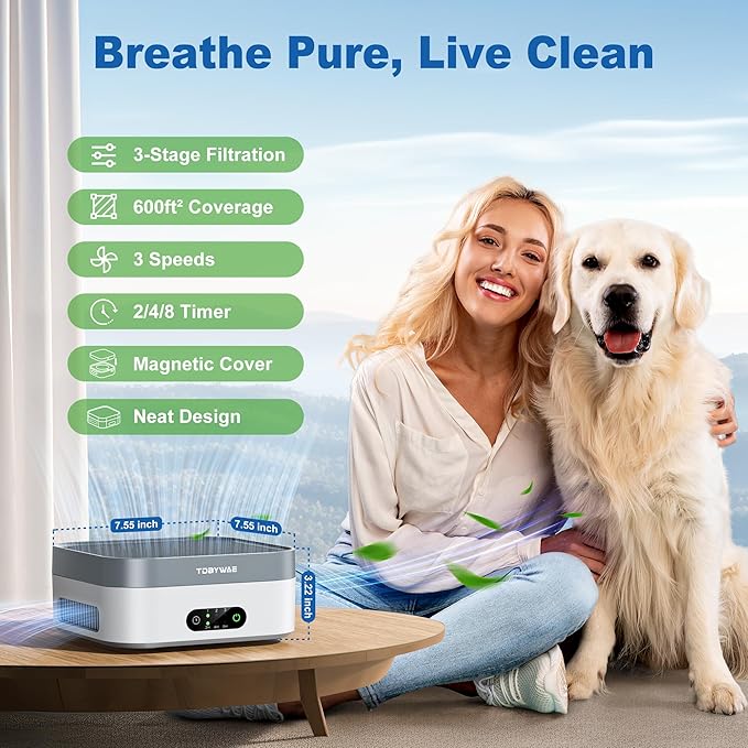 Air Purifier 2 Pack for Bedroom Up to 1200 ft², H13 True HEPA Air Purifier for - Image 2