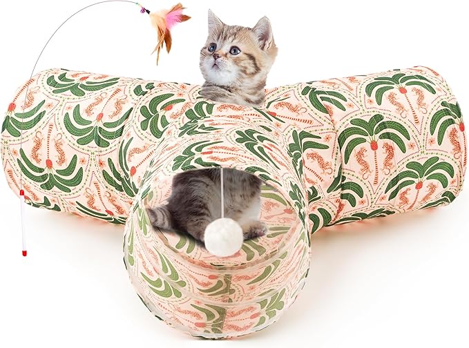 Tempcore Pet Cat Tunnel Tube Cat Toys 3 Way Collapsible, Cat Tunnels by Tempcore