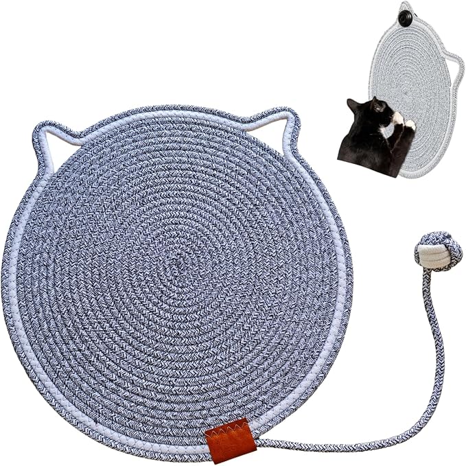 Cat Scratcher Mat, Natural Cotton Rope Cat Scratching Pad, 16.9'' Round Cat by Unknown