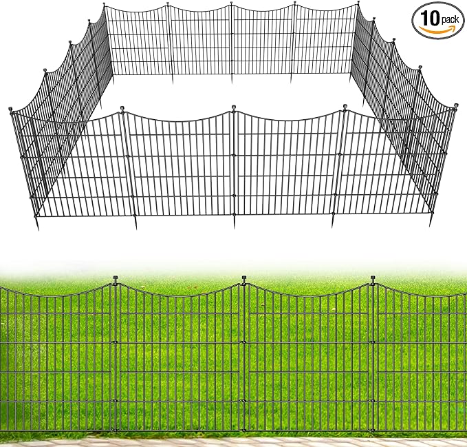 10 Panels No Dig Dog Fence Outdoor by OutdoorFence