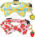 Breakaway Cat Collar with Cute Bow Tie Bell 2Pack Lemon Strawberry Summer by PREHAI