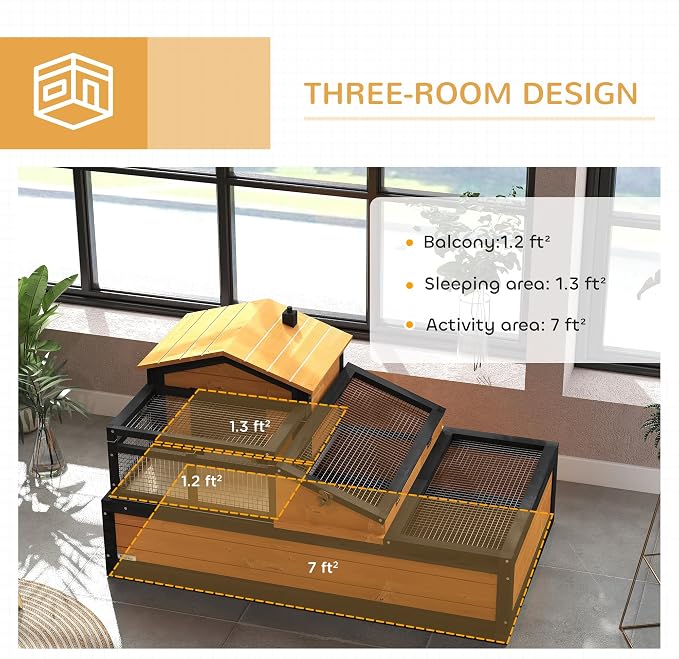 PawHut 3- Room Tortoise House Habitat - Image 3