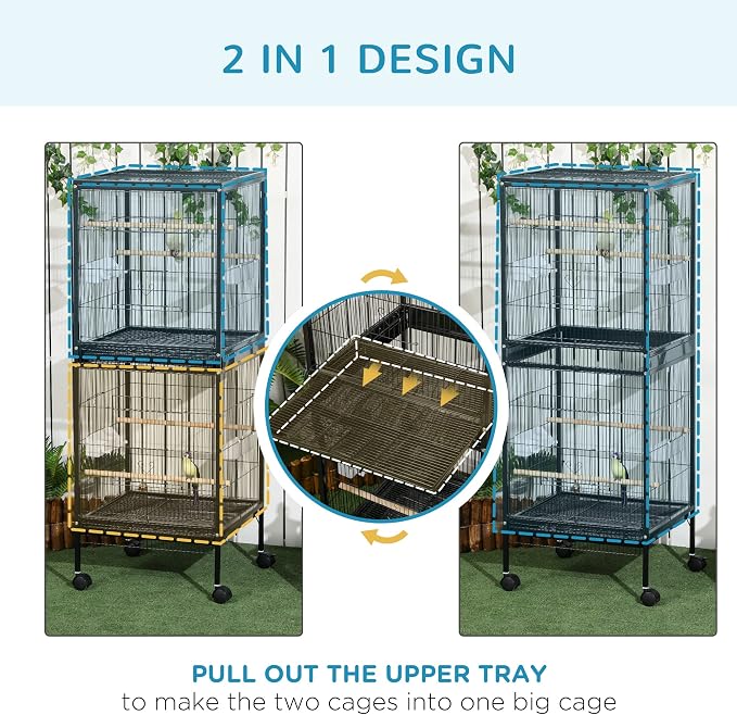 PawHut Large Bird Cage with 1.7 ft. Width - Image 3