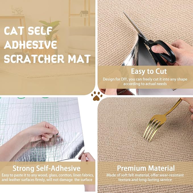 Climbing Cat Scratcher Mat Trimmable Cat Scratching Post Carpet 118’’x15.8’’ - Image 3