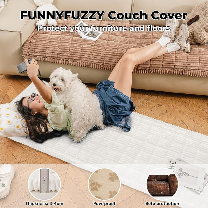 FUNNY FUZZY Pet Couch Covers for Sofa, Washable Dog Couch Cover Protector for - Image 4