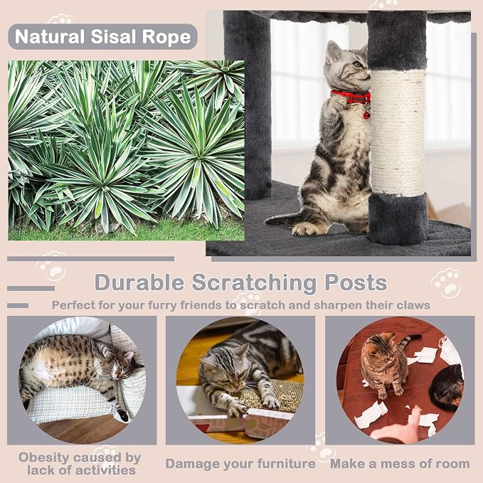 Heavy Duty Cat Tree Tower, Hanging Ball - Image 5