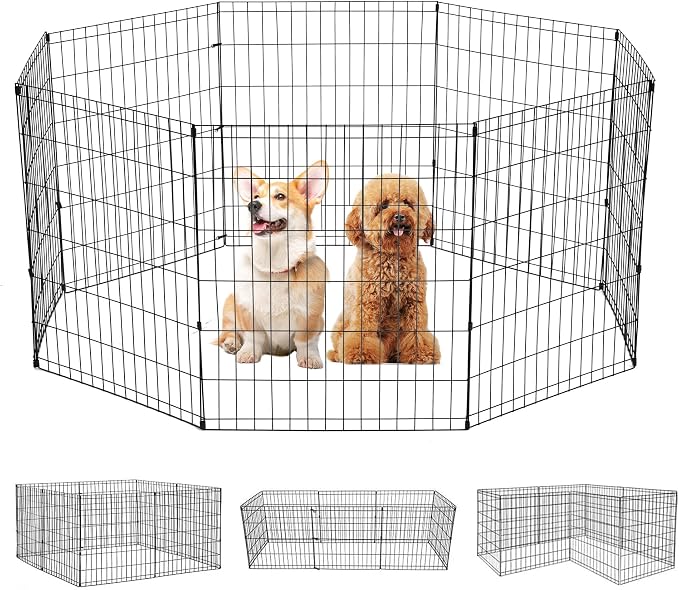 FDW 30 Inch Dog Pen 8 Panel Dog Playpen Indoor Outdoor Metal Puppy Pet Fence by FDW