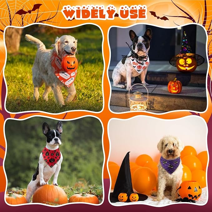 Aliceset 180 Pcs Halloween Dog Bandanas Bulk Halloween Bandana - Image 7