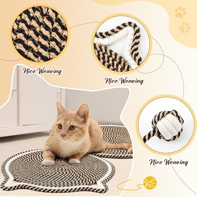 25.6 Inch Large Scratching Mat for Indoor Cats Natural Cotton Rope Flat - Image 3