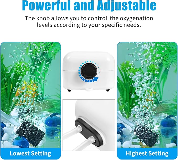 AQUANEAT Aquarium Air Pump for 20-210 Gallon Tank, Fish Air Bubbler, Hydroponic - Image 3