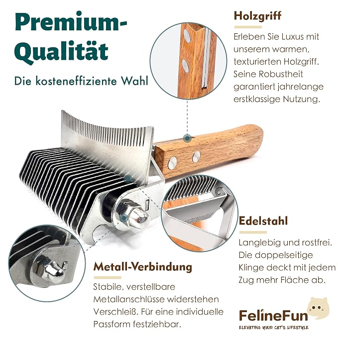 FelineFun Cat Brush for Dematting & Deshedding, 2 in 1 Undercoat Rake, - Image 6