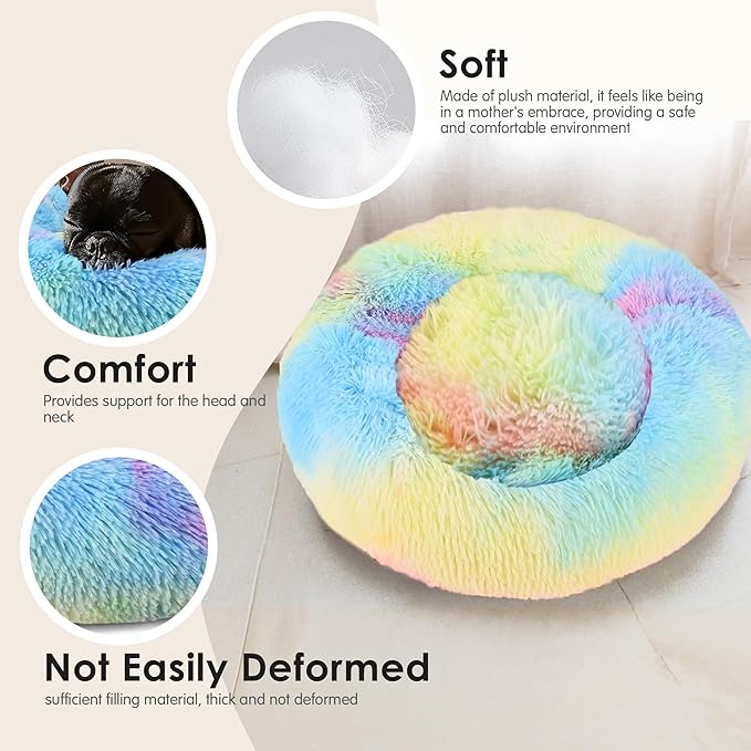 28in Large Dog Bed, Medium Size Dog and Cats, Calming Donut Bed - Image 4