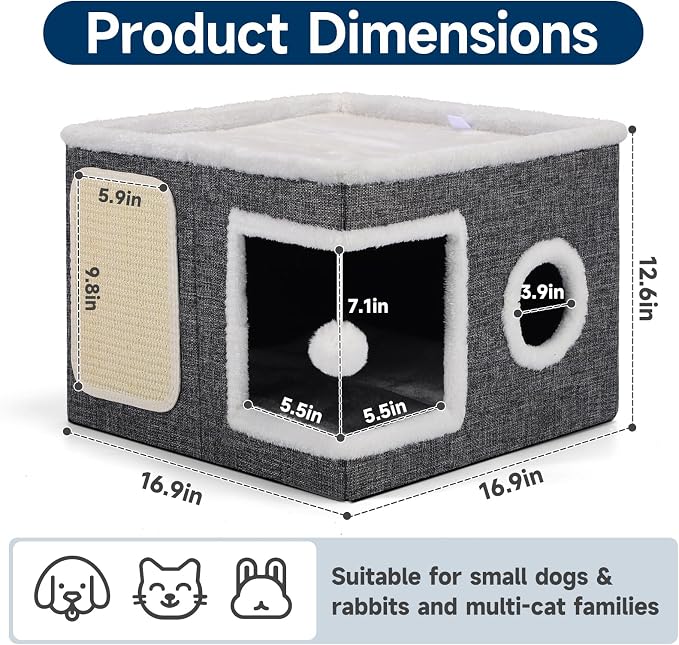 Shikha Cat Beds for Indoor Cats, Large Cat Cave - Image 2