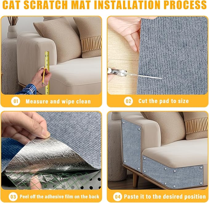 Cat Scratch Mat, 118.5"x17.4" Trimmable Self-Adhesive Cat Scratch Furniture - Image 6
