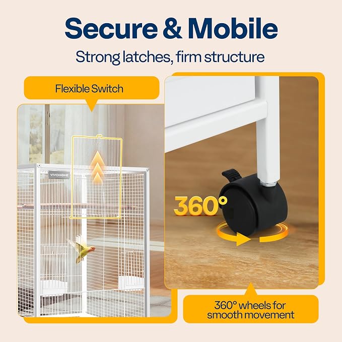 VIVOHOME 30 Inch Height Wrought Iron Bird Cage - Image 5