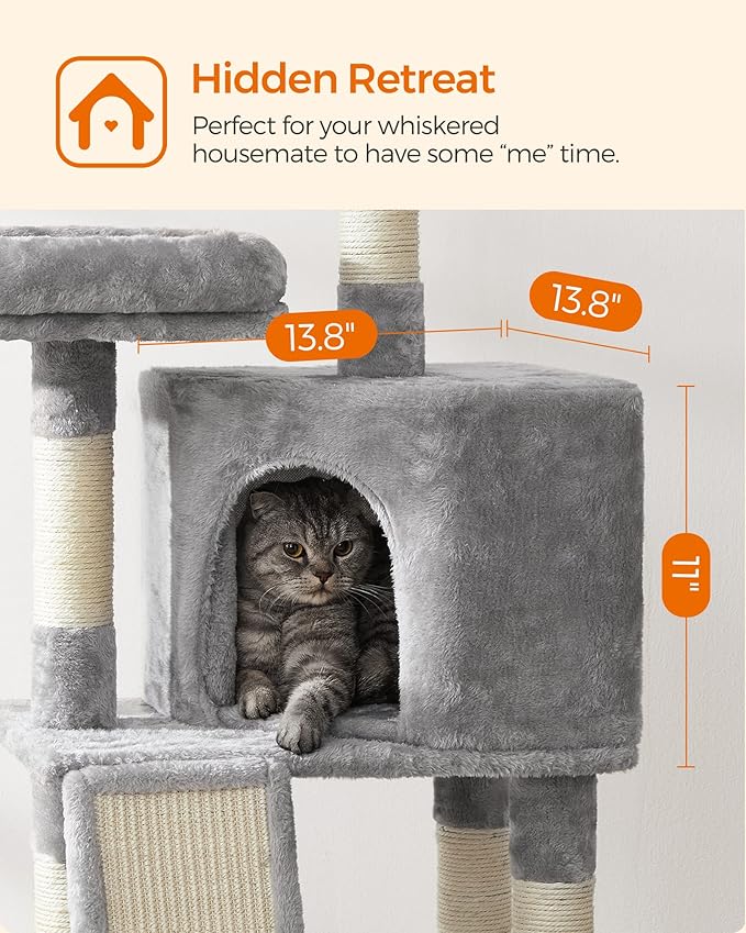 Feandrea Cat Tree, 45.3-Inch Cat Tower, Plush Condo - Image 4