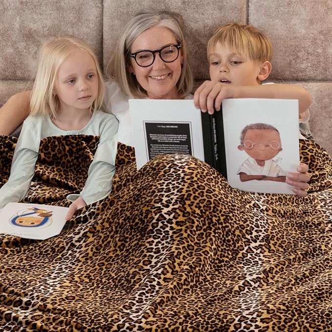 Bnuitland Leopard Print Flannel Twin Size Blanket - Image 4