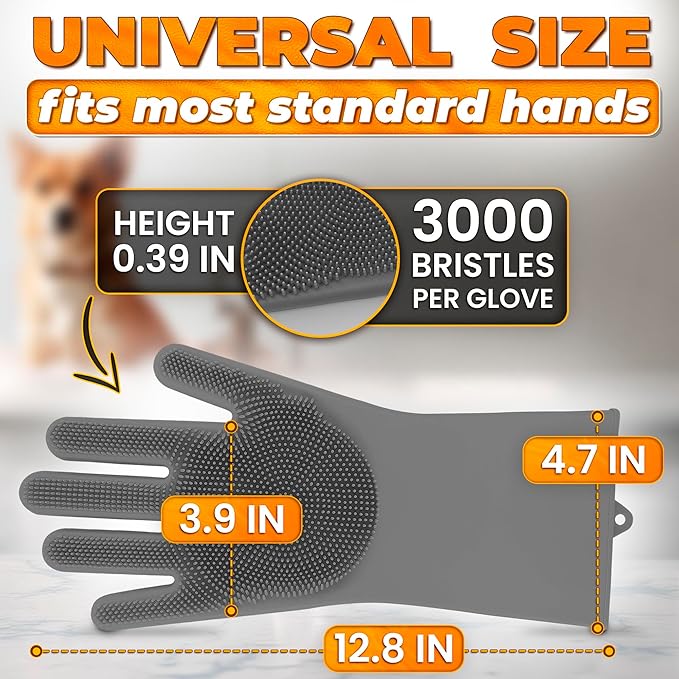 Cat & Dog Washing Gloves for Bathing – 2-in-1 Design Dog Scrubbing Gloves for - Image 2