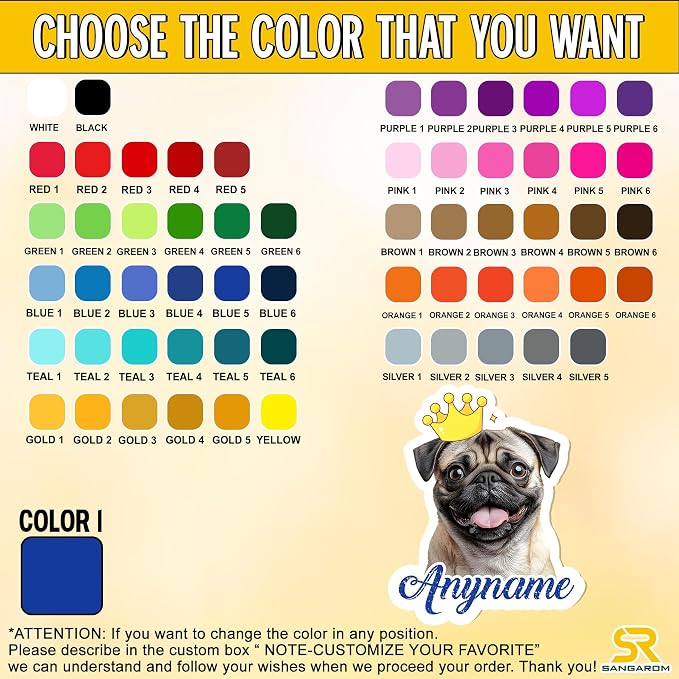 Custom Pet Name Sticker Personalized Text Face Photo Crown King Queen Animal - Image 2