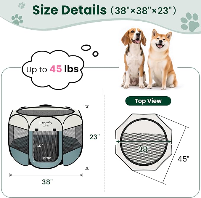 Love's cabin Pet Puppy Dog Playpen, Large Dog Tent Crates Cage Indoor/Outdoor - Image 3