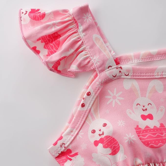 Toddler Baby Girls Summer Clothes Outfits Ruffled Sleeve Dinosaur Shirt Leopard - Image 4