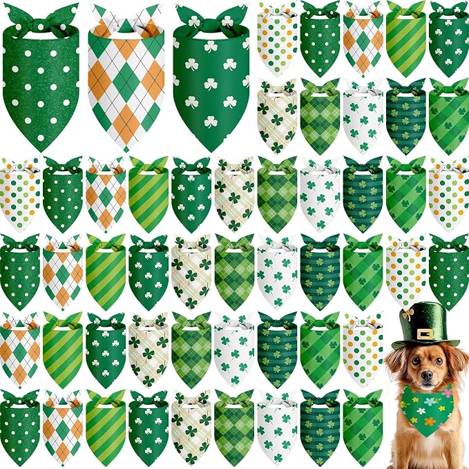 Weewooday 50 Pcs St Patricks Day Bandanas Bulk by Weewooday