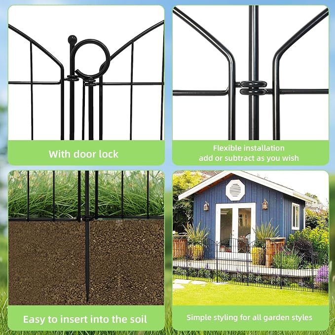 Decorative Garden Fence 40in x 30in, 10 Pack No Dig Fence Animal Barrier - Image 7