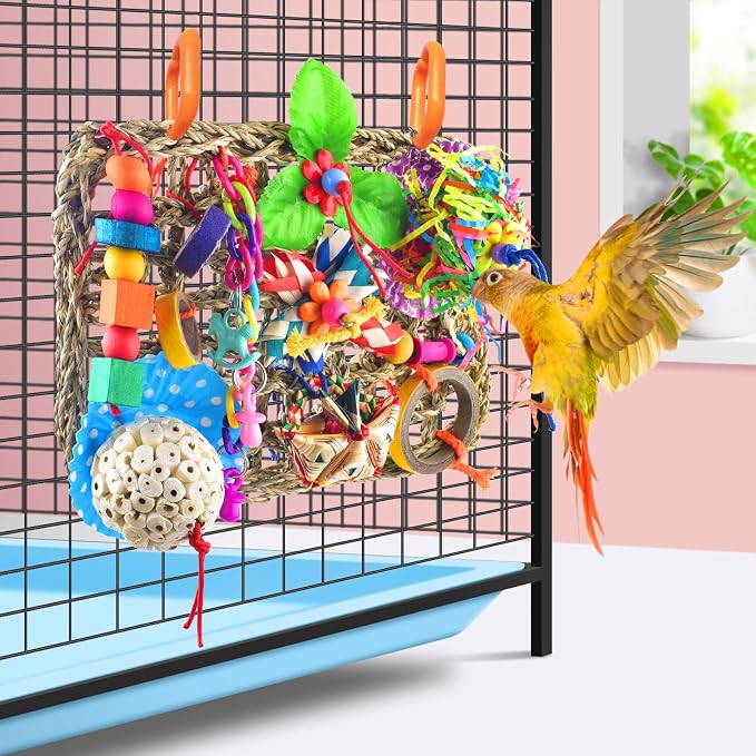 KATUMO Parrot Toys, Large-Sized Bird Shredder Wall Mat Parakeet Foraging - Image 5