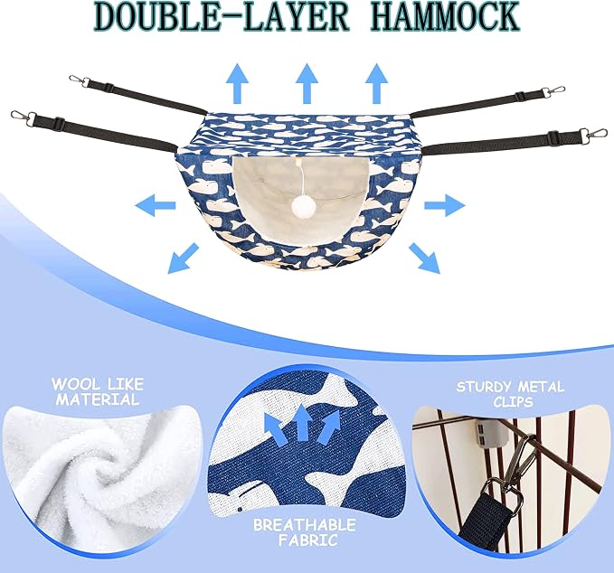 JSPYFITS Cat Cage Hammock with Ball, Double Layer Hanging Adjustable Soft Pet - Image 5